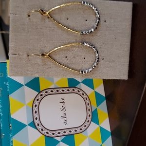 Stella & Dot Rhett Hoops-Silver/Gold Brand New In Original Box